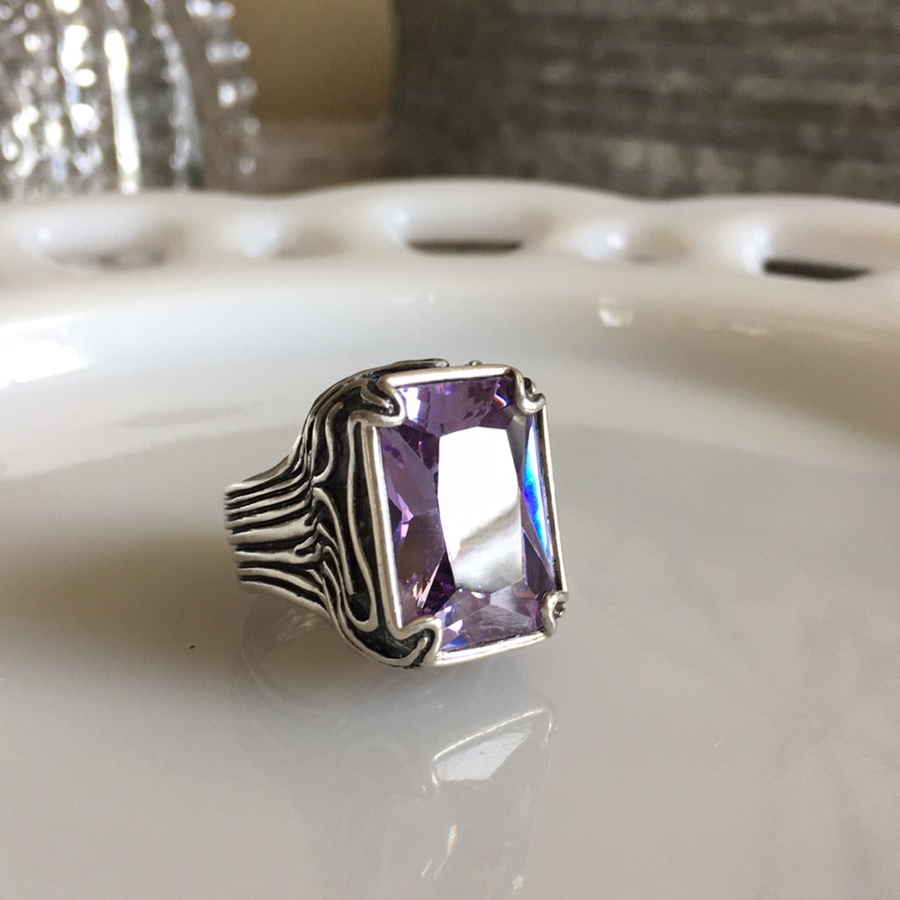 Silpada Purple CZ Sterling Silver Ring - Sz 6